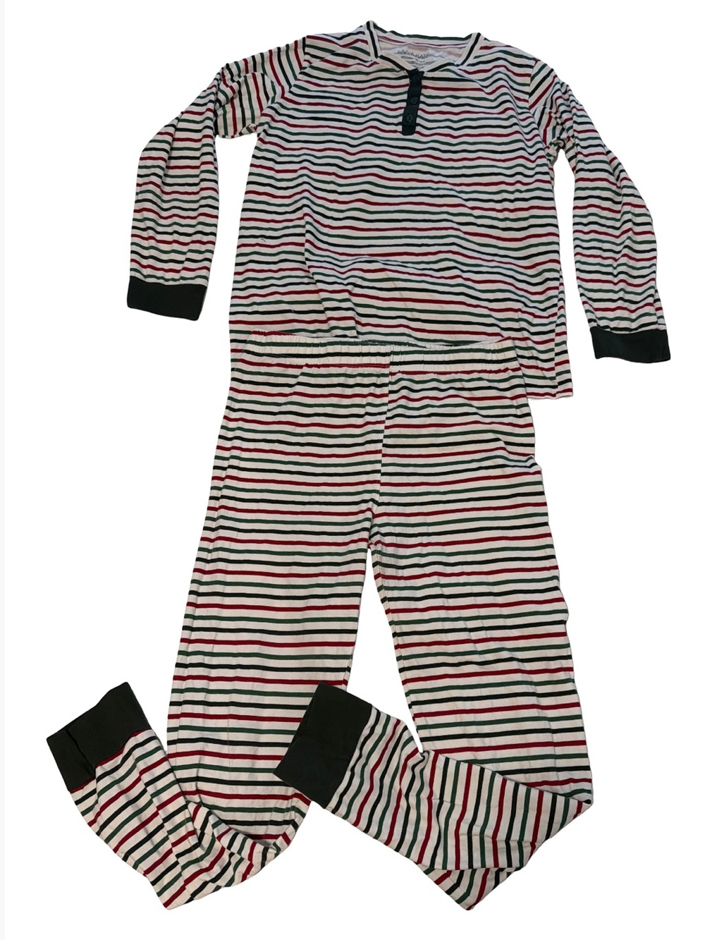 Livy & Kate white red and green stripe cotton pajamas size XL